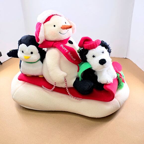 Hallmark 2007 Jingle Pals Snowman Penguin Dog Animated Musical Sleigh Ride - Picture 1 of 8